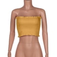 thumbnail image 6 of Women Summer Tops Women Strapless Elastic Bandeau Tube Tops Bra Wrap Vintage Top Warming Undershirt Graphic Shirts Polyester T Shirts Womens T Loose Fitting Athletic Pack Thin Yellow M, 6 of 8