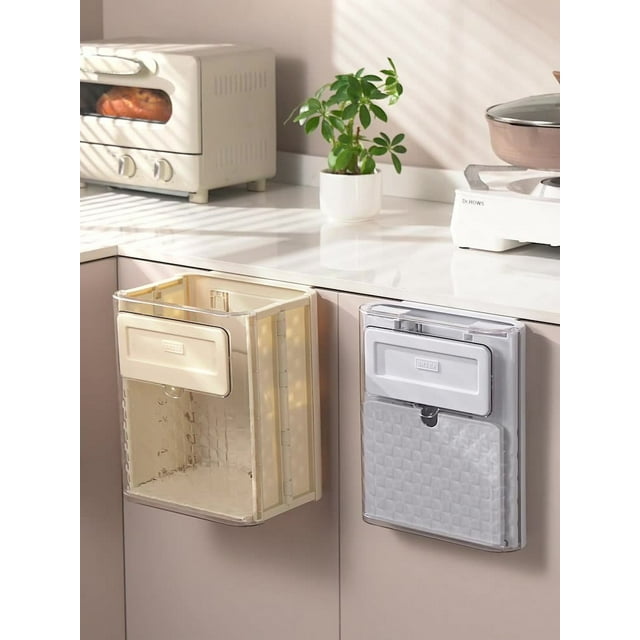 mtvxesu Folding Wall-Mounted Large Capacity Kitchen Waste Storage Bin with Detachable Scraper, Space-Saving Design, 6.9Cm Fold, 1 Unit