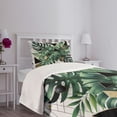 thumbnail image 3 of Ambesonne Monstera Quilted Bedspread Set 2 Pcs, Boho Abstract Nature Art, Twin Size, Emerald Dark Grey Dimgray, 3 of 5