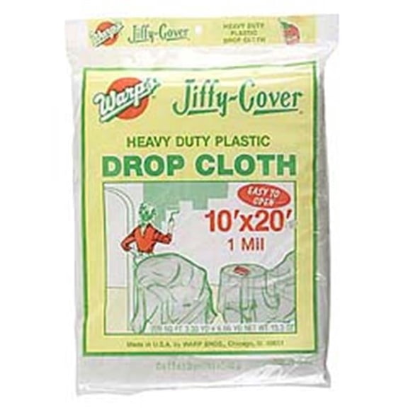 Warp's Jiffy-cover 10 Ft. W X 20 Ft. L X 1 Mil Plastic Drop Cloth 1 Pk