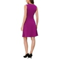 thumbnail image 4 of Allegra K Women's Wear to Work Solid Color Sleeveless A-Line Flared Midi Dresses S Fuchsia, 4 of 6