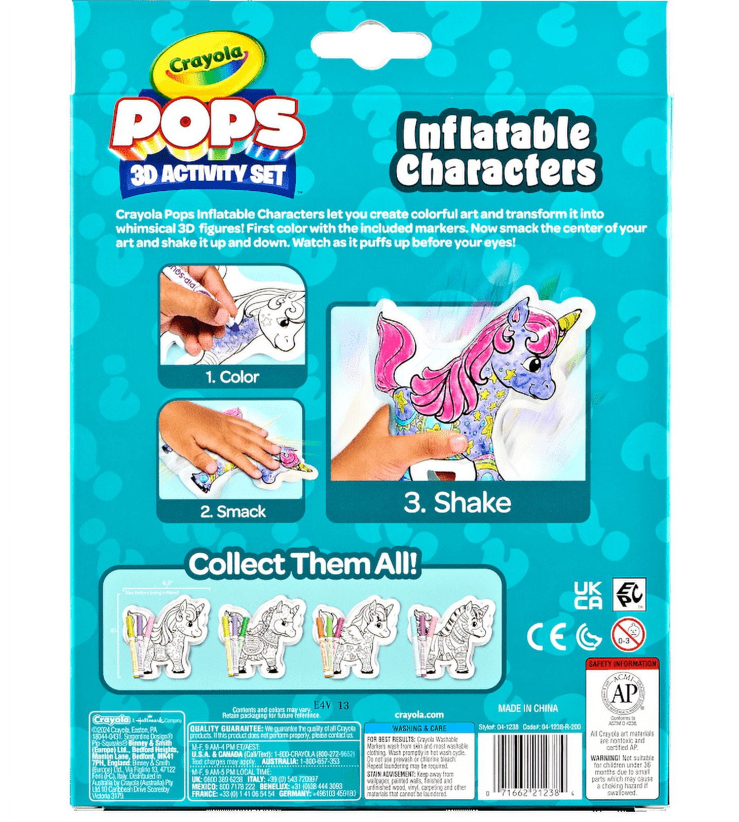 Crayola POPs 3D Unicorn Inflatable Mystery Characters, Unicorn Toy,  Inflatable Toys with Markers, Party Favor, Gift for Kids