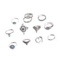 thumbnail image 1 of Pack of 12 Ring Set Vintage Retro Dating Widely Applicable Beautiful Craftsmanship Hand Decor Bohemian Style Fashion Rustproof DIY Prop Alloy Rings, 1 of 9