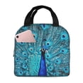 thumbnail image 1 of Fotbe Beautiful Blue Peacock Bolsa Térmica con Estampado y Forro de Aluminio Grueso Bolsa de Almuerzo con Bolsillo Frontal para Hombres y Mujeres, Ideal para Trabajo, Escuela, 1 of 8
