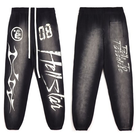 Hellstar Hoodie and Pants Set Heavy work old washing Sweatshirt and Sweatpants Street Jacket Hip Hop Coat top and Trousers for Men and Women