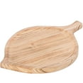 thumbnail image 3 of Burned Wood Pizza Peel Leaf Shape Round Serving Display Tray, 3 of 7