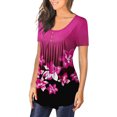 thumbnail image 4 of Moda Mujer Causal Rounk Cuello Impresión Blusa Manga Corta Camiseta Verano Tops Fridja bn5431, 4 of 7