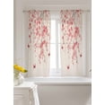 thumbnail image 3 of Pink Floral Blossom Curtains 54 Inch Length, Sheer Curtains for Bedroom Living Room Window Spring Pastoral Botanical Vintage Rod Pocket Drapes Kitchen Curtains Small Half Window 42"x54" 2 Panels, 3 of 6
