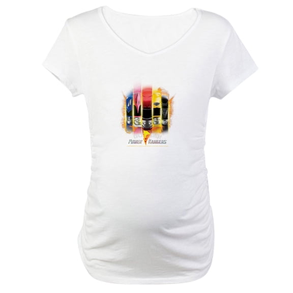 CafePress - Go Go Power Rangers! Women's Maternity T Shirt - Cotton Maternity T-shirt, Cute & Funny Pregnancy Tee