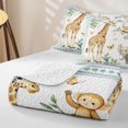 thumbnail image 4 of Manfei Forest Giraffe Animal Bed Spread Queen, Waterclor Elephant Queen Coverlet Set, White, Blue Reversible, 3-Piece, 1 Quilt and 2 Pillowcases, 4 of 7