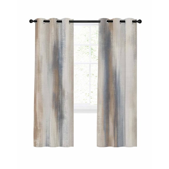 Beige Gray Blackout Curtains, Light Blocking Print Window Curtains, Abstract Grunge Mottled Neutral Texture Thermal Insulated Window Drapes for Living Room Kitchen Cafe 2 Panels, 104"W x 63"L