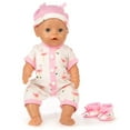 thumbnail image 3 of AmaMary Doll Clothing Set Pink Bird Cotton Bodysuit with Hat and Socks, Fits 16–18 inch Reborn Dolls, 3 of 5