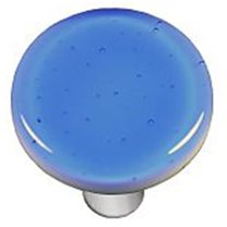 Light Sky Blue Round Glass Cabinet Knob - Aluminum Post