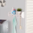 thumbnail image 1 of Danya B White Utility Shelf with Four Large Stainless Steel Hooks, 1 of 2