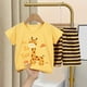 thumbnail image 2 of Honeeladyy - Liquidación de ahorros de verano, moda para niñas, camisetas casuales de manga corta, cuello redondo, pantalones cortos estampados, conjuntos de ropa de calle (amarillo, 1-2 años), 2 of 3