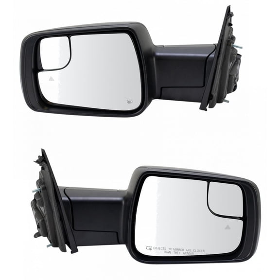 TRQ 2pc Mirror Set Power Heated Blind Spot Manual Folding for Ram 1500 MRA04286