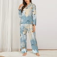 thumbnail image 3 of Bingfone Womens Pajama Sets Animals Travel World Map Print,Long Sleeve Loungewear Pajamas Set-X-Large, 3 of 9