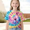 thumbnail image 4 of XUELUO Boys Athletic Shirts Summer Tie Dye Print Crew Neck Short Sleeve Casual Tops Tshirts Activewear,Pink,4-5 Years, 4 of 5