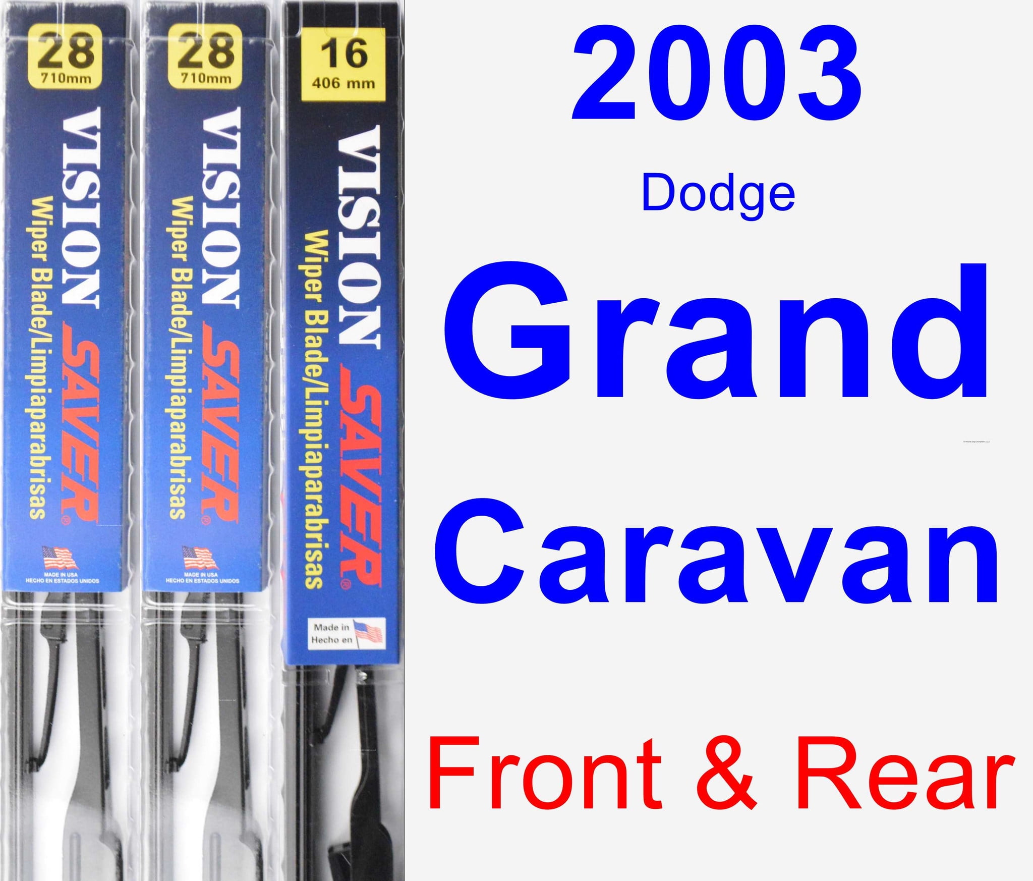2003 Dodge Grand Caravan Wiper Blade Set/Kit (Front & Rear) (3 Blades