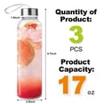 thumbnail image 2 of Botellas de vidrio para agua Duocesica, 3 piezas, 500 ml, tapa de acero inoxidable, 2 of 7