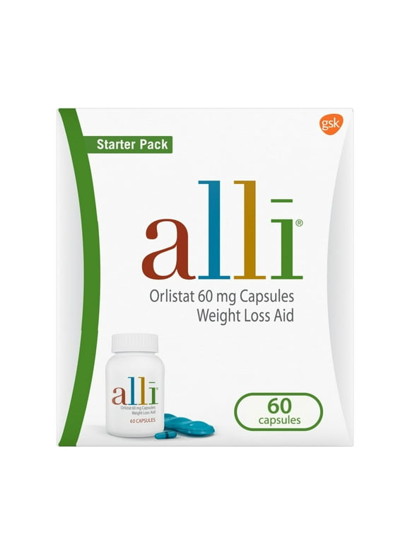 Alli Orlistat Weight Loss Supplement Capsules Starter Pack, 60 Mg, 60 Ct