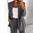 thumbnail image 4 of Dressy Business 2 Piece Sets for Women Fall Fashion Slim Long Sleeve Lapel Neck One Button Suit Jackets Fitted Out Work Solid Color Zip Trousers, 4 of 4