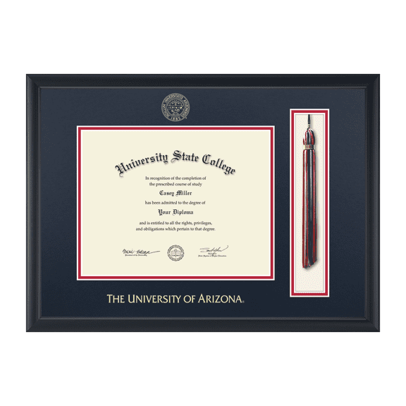 Framerly - Arizona Tassel Diploma Frame with Navy and Red Mat