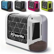 PowerMe Electric Pencil Sharpener with Cover, Handheld, Manual, Battery Powered, White