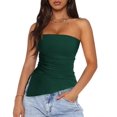 thumbnail image 1 of Top Tubo Sin Tirantes Fruncido Verde Oscuro XXL PRETTYGARDEN, 1 of 8