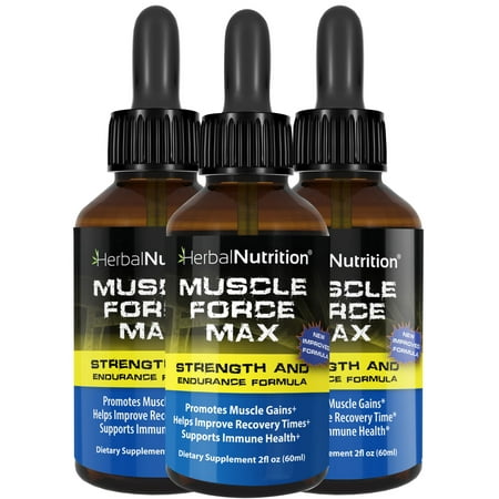 Three Pack - Body Building Supplement Muscle Force Max Strength & Endurance Drops 175mg of Proprietary Growth Formula, Muscle Building and Recovery