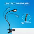 thumbnail image 3 of Luz con clip, lámpara de lectura de aluminio, luz LED fría y cálida para leer en la cama o enfoque profundo, cuello de cisne ajustable regulable, diseño elegante y liviano, 3 of 5