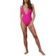 thumbnail image 2 of INSPIRE CHIC Traje de baño de una pieza con escote en V profundo y espalda descubierta para mujer, conjunto de bikini, tirantes anchos, traje de baño adelgazante, talla X-Small, rojo rosa, 2 of 5