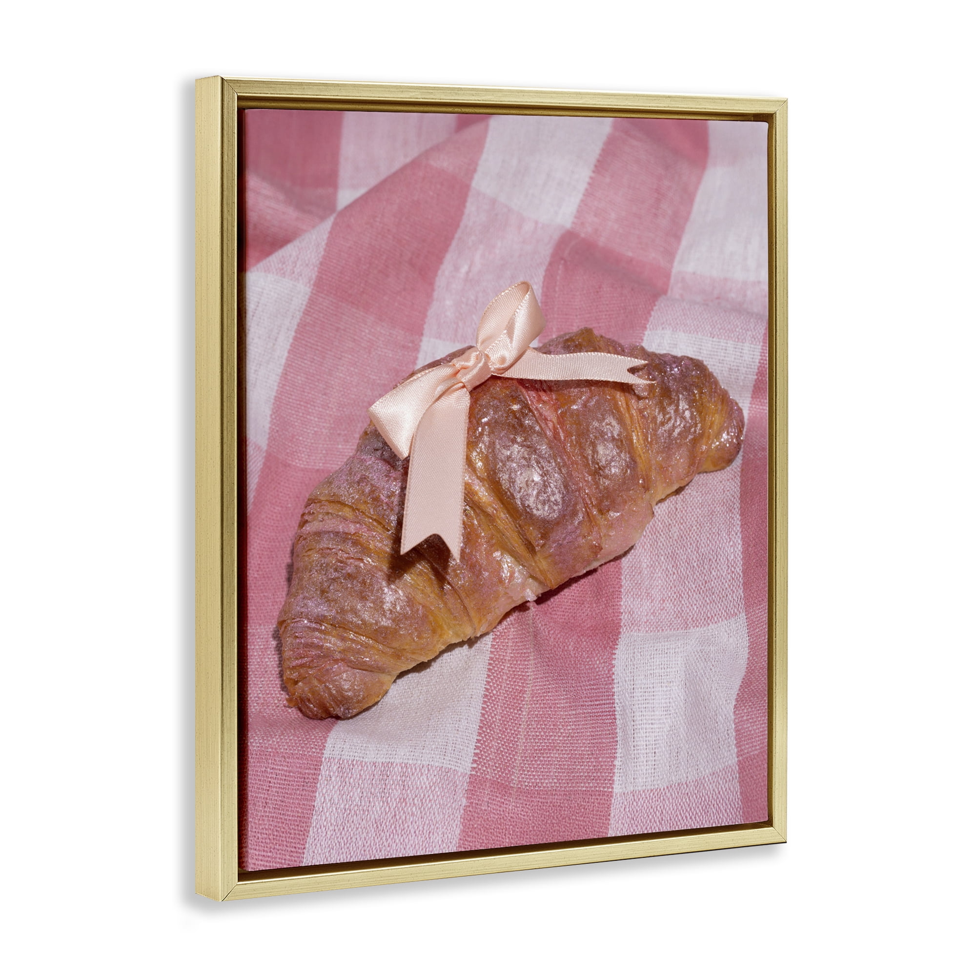 Stupell Industries Glam Ribbon Croissant Gold Framed Floater Canvas Wall Art, design by LISH Creative