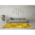 thumbnail image 3 of Ahgly Company Machine Washable Indoor Square Patchwork Yellow Transitional Area Rugs, 3' Square, 3 of 4