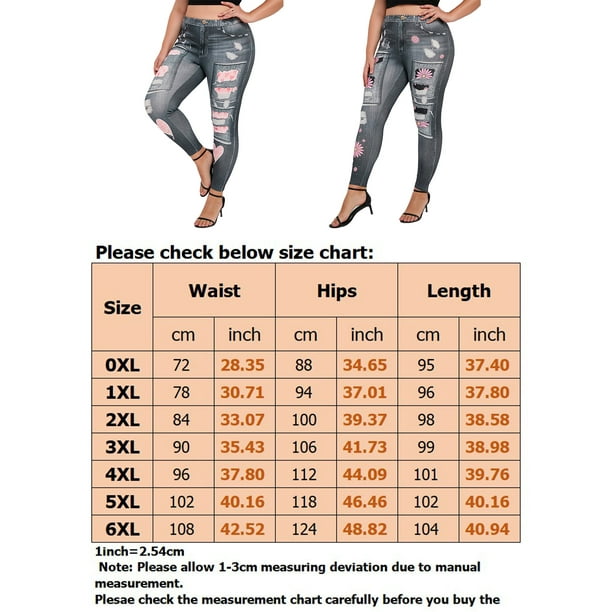 MAWCLOS Ladies Printed Denim Leggings Oversized Look Print