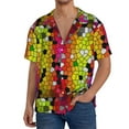 thumbnail image 3 of JUNZAN Mens Casual Button Down Shirts Short Sleeve Colorful Tie Dye Stained Glass 1 Print Shirt-4X-Large, 3 of 7