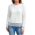 thumbnail image 2 of Sheghy Summer Tops for Women 2026 Cold Weather Everyday Crewneck Baggy Fit Solid Color Knitted Long Sleeve Sweater Top White S, 2 of 9
