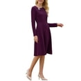 thumbnail image 4 of INSPIRE CHIC Vestido A-Line Elegante para Mujeres con Escote Asimétrico, Ideal para Trabajar, Vestidos con Falda en S, Color Púrpura, 4 of 5