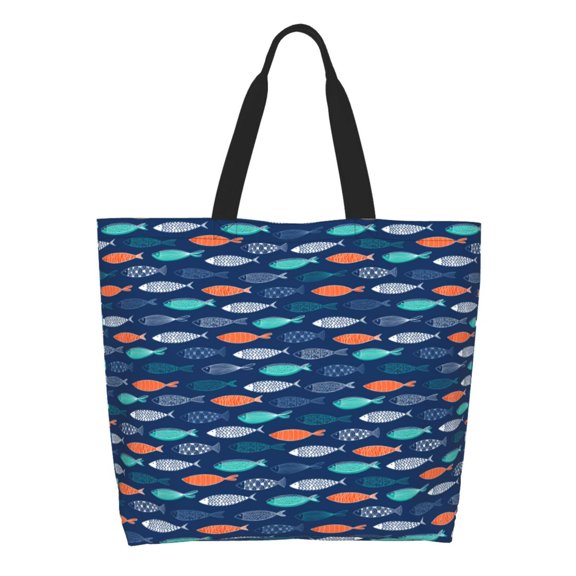 Naloa Colorful Fish 3 Tote Bag for Women Large Capacity Shoulder Bag for College Work Travel Shopping