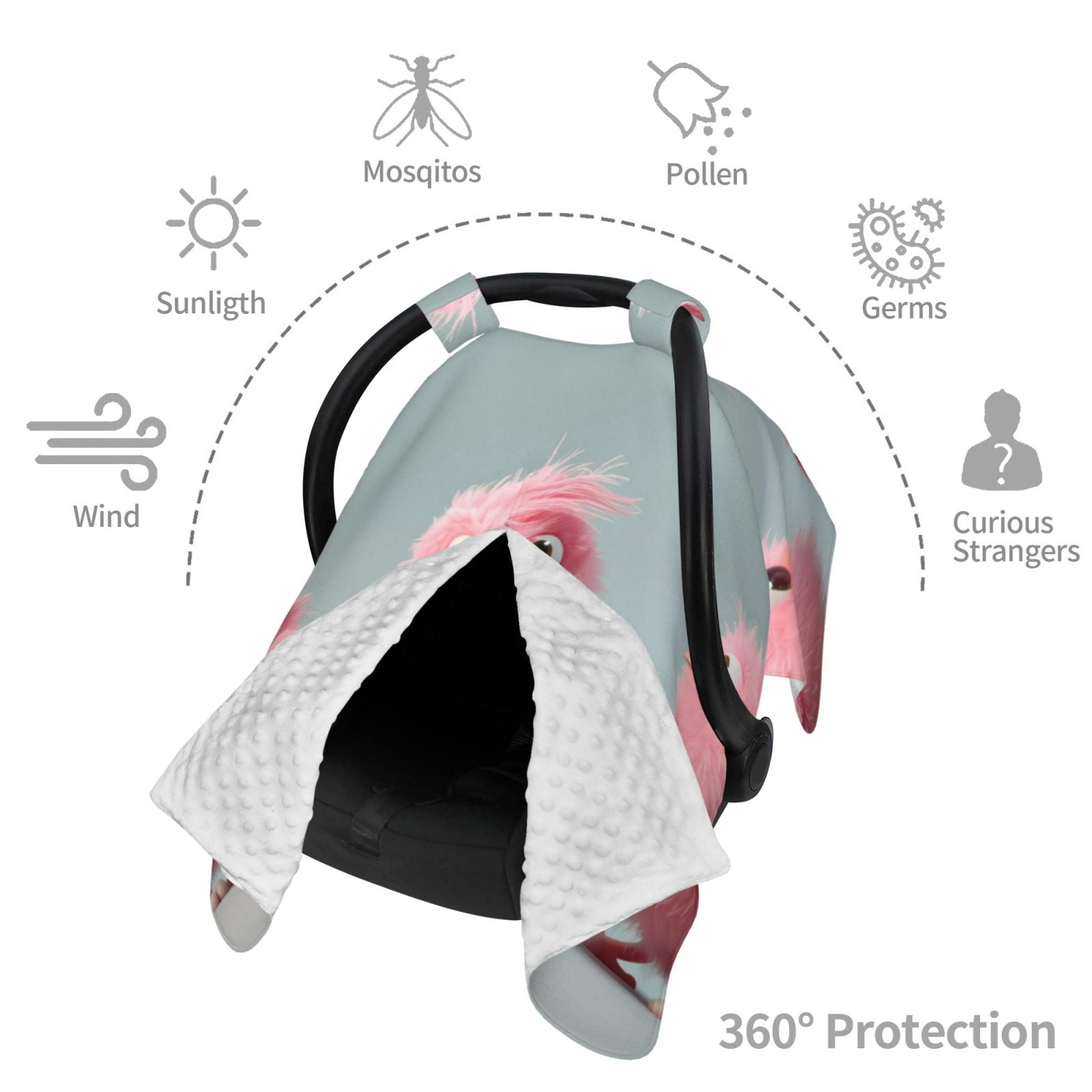 Car Seat Cover Baby - Adorable Pink Birds Breathable Infant Car Seat Cover for Baby Carseat, Lightweight Comfort Baby Essentials Must Haves Newborn Stuff for Girl Boy