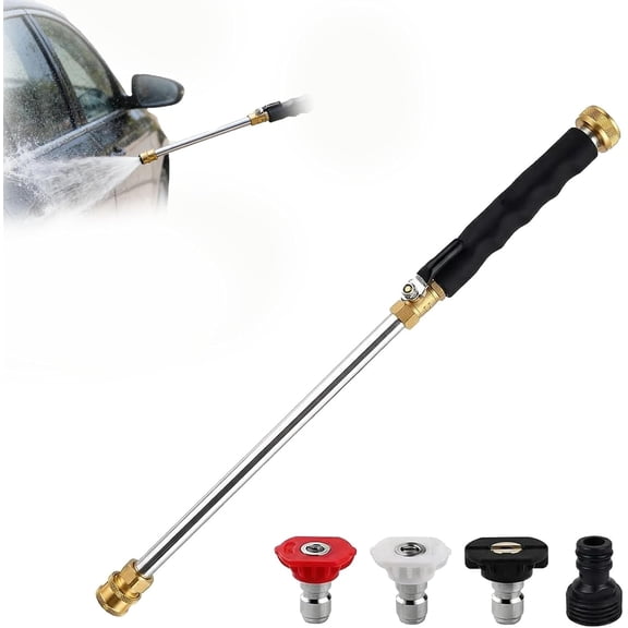 Hose Nozzle for Garden: Metal Power Washer Wand Jet Nozzle with 3 Spray Tips - Heavy Duty Brass Connector, Hose Pressure Cleaner for Car, Patio, Deck Cleaning