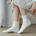 thumbnail image 2 of Women Cute Ruffle Frilly Turn Cuff Ankle Socks Scalloped Pointelle Solid Casual Crew Socks 4 Pairs, 2 of 7
