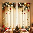 thumbnail image 3 of QISIWOLE Festive Christmas Themed Decorative Curtains, 2 Pack 65x29in Polyester Fabric with Rod Pocket, Holiday Window Display for Living Room Bedroom Party, Gold Ornament Elegant Scene, 3 of 6