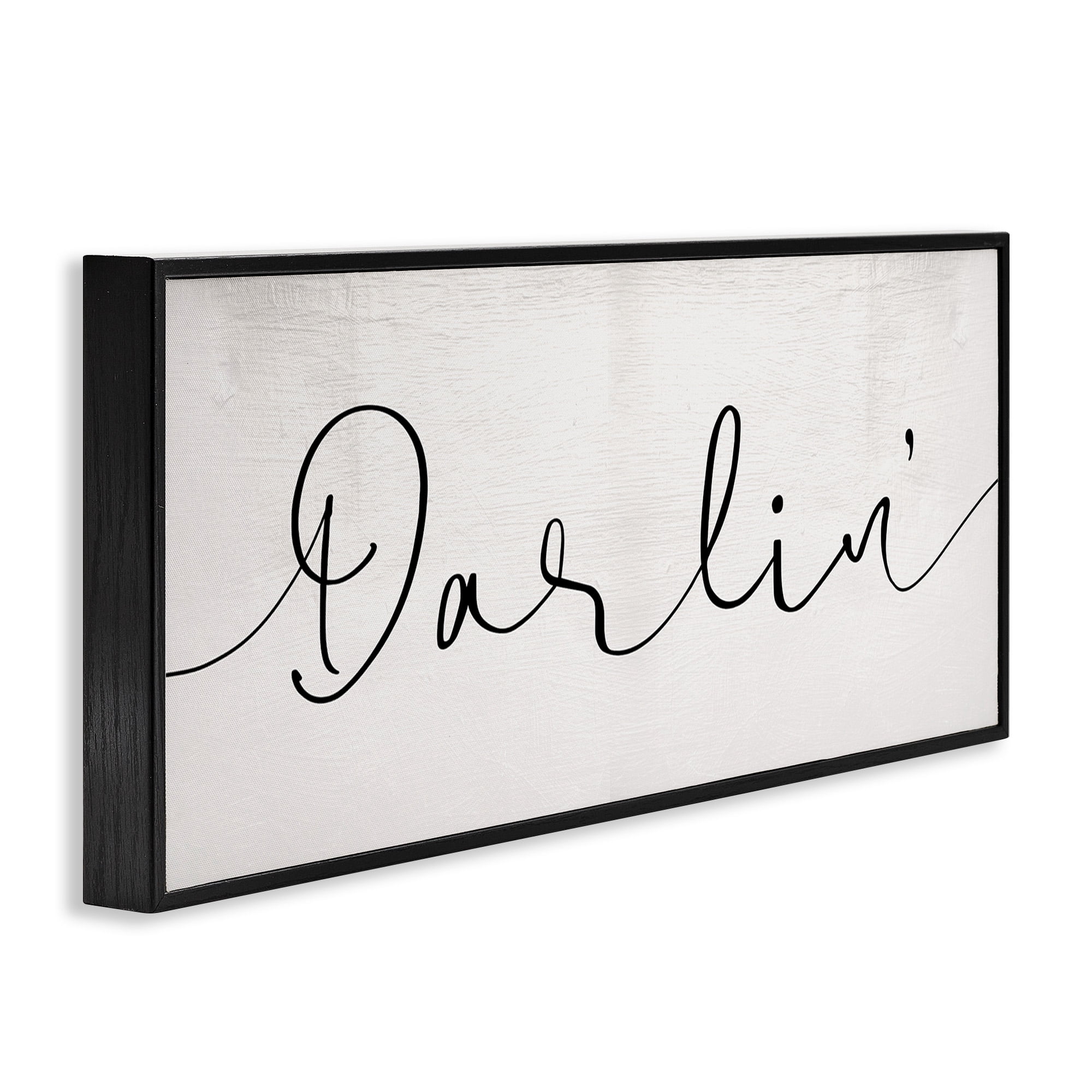 Stupell Industries Darlin' Sentiment Elegant Cursive Typography Painting Black Framed Art Print Wall Art, 24 x 10