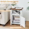 thumbnail image 3 of Joaxswe Farmhouse Nightstand with Charging Station & Shelf and Barn Door Wood Modern Beside Tables for Living Room, White, 3 of 8