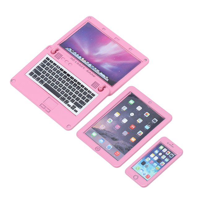 Mini computadora para casa de muñecas, 3 piezas, mini computadora portátil para casa de muñecas, computadora portátil en miniatura, tableta de juguete, computadora portátil para casa de