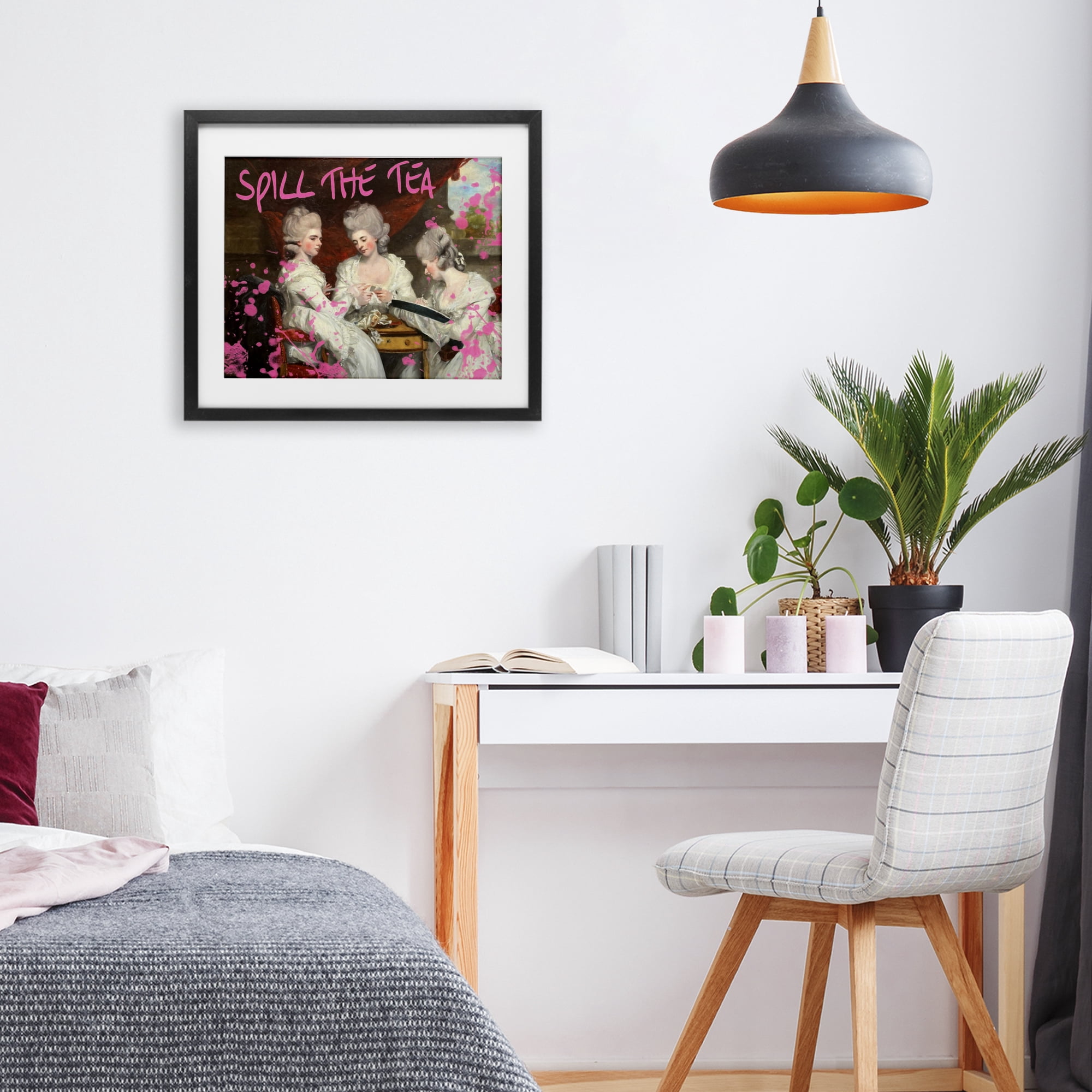 Stupell Industries Spill The Tea Iconic Ladies Black Framed Print Under Glass, design by Grotto Studios
