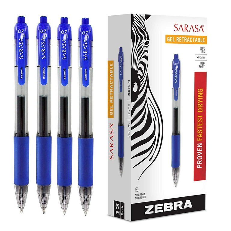 Zebra Pen Sarasa Retractable Gel Ink Pens, Medium Point 0.7mm, Blue Rapid  Dry Ink, 16-Count, Packing May Vary