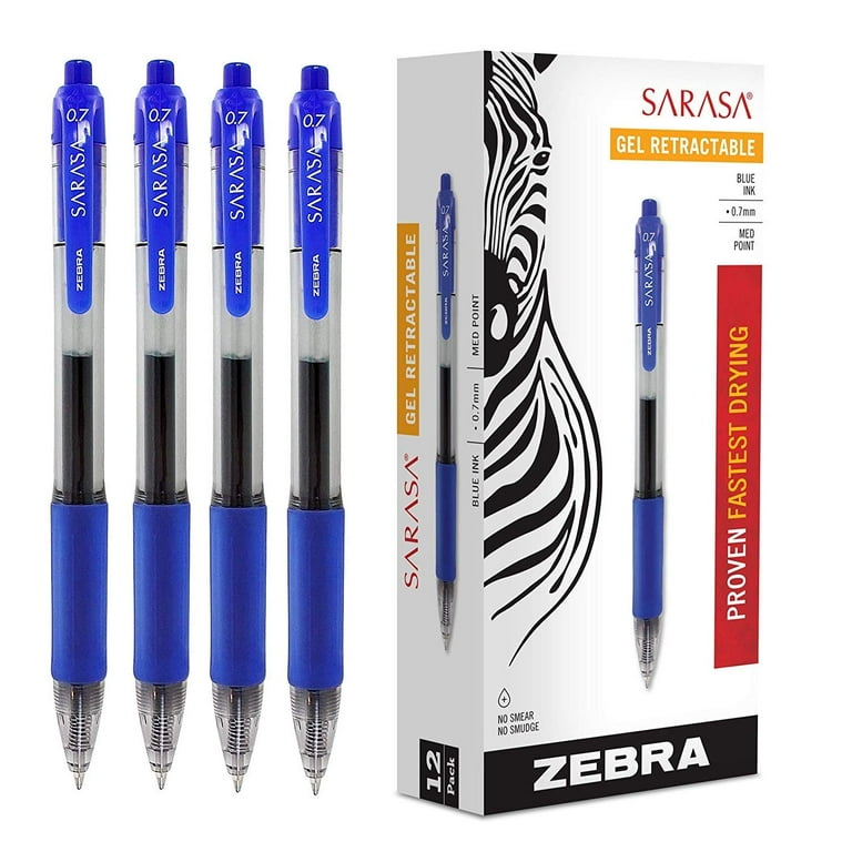 Zebra Pen Sarasa Retractable Gel Ink Pens, Medium Point 0.7mm, Blue Rapid  Dry Ink, 16-Count, Packing May Vary 