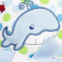 Spasilk Baby 1 Hooded Terry Towel & 3 Washcloths Set for Baby Boys, Blue Whale